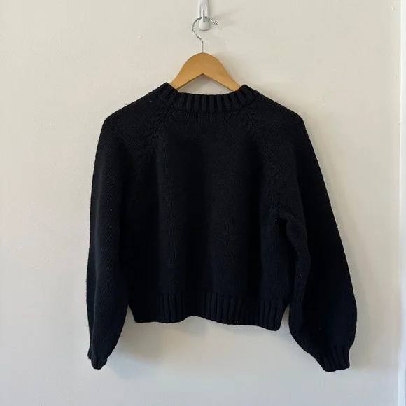 Gap Cotton Blend Crewneck Chunky Knit Black Sweater | Size Medium - Picture 3 of 7